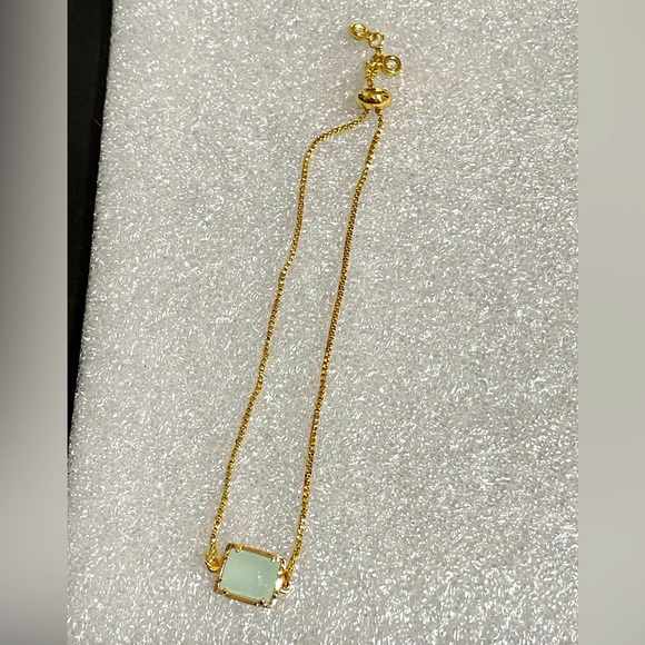Nikki Smith Design Liv Gold Slider Bracelet with Mint Amazonite Stone - Picture 2 of 6
